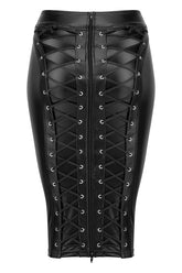 Noir Handmade Power Wetlook Pencil Skirt With Long Zipper Her Fetish